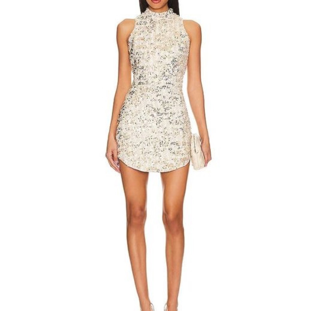 New Amanda Uprichard Marshall Mini Dress Silver Med